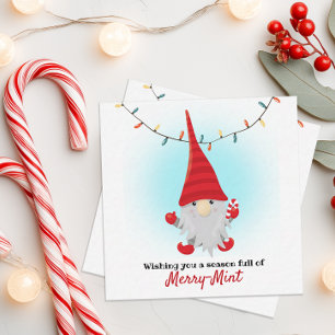 Weihnachtspostkarte mit lustigem Zwergen-Mint-Moti Mitteilungskarte