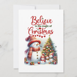 Weihnachtspostkarte mit niedlicher Schneemannsfami Feiertagskarte