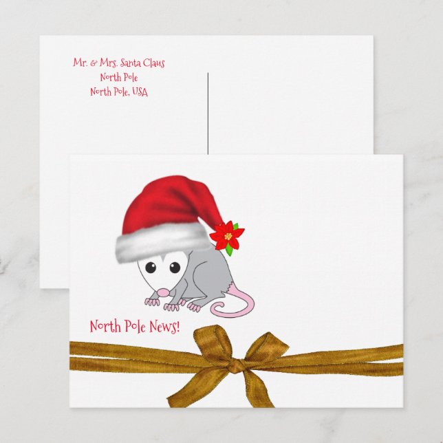 Weihnachtspostkarten Nordpol Opossum Postkarte (Vorne/Hinten)