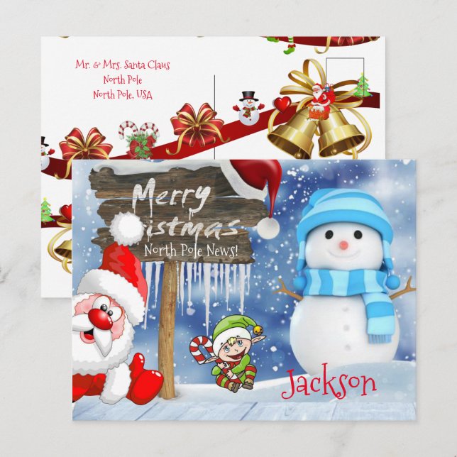 Weihnachtspostkarten Nordpol Postkarte (Vorne/Hinten)