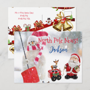 Weihnachtspostkarten Nordpol Schneemann Postkarte