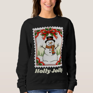 Weihnachtspostwertzeichen mit Holly Jolly Schneema Sweatshirt