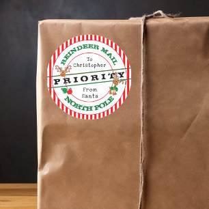 Weihnachtsprioritätsrentierpost von Santa Claus-Ge Runder Aufkleber