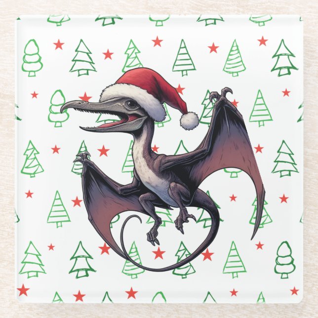 Weihnachtspterodaktylus Glasuntersetzer (Vorderseite)