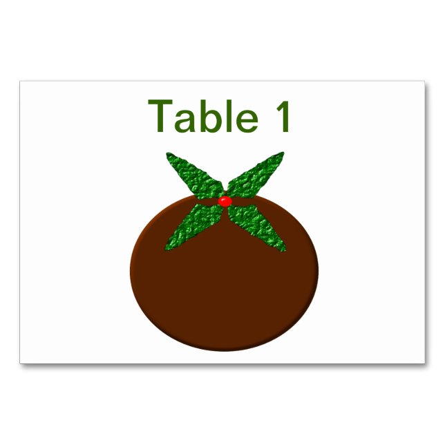 Weihnachtspudding - Anpassbare Tafelkarte Tischnummer (Vorderseite)