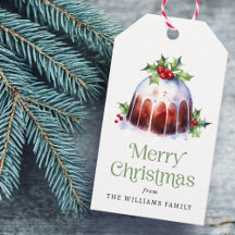 Weihnachtspudding Heilige Beeren Aquarell