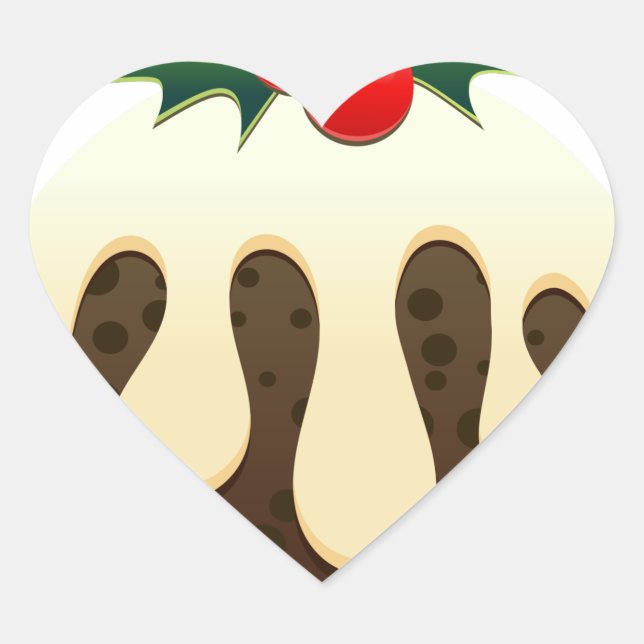 Weihnachtspudding Herz-Aufkleber (Vorderseite)
