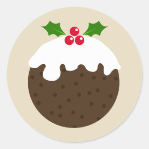 Weihnachtspudding-Illustrationsaufkleber Runder Aufkleber