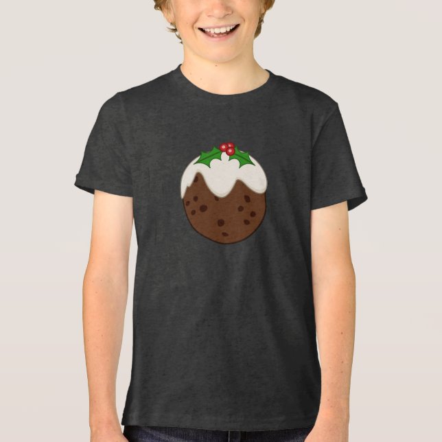 Weihnachtspudding-Illustrationskunst Tri-Blend Shirt (Vorderseite)