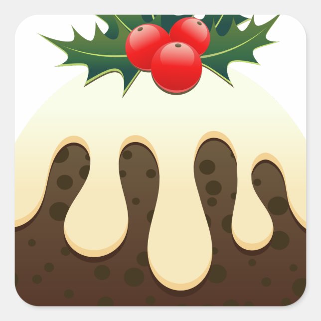 Weihnachtspudding Quadratischer Aufkleber (Vorderseite)