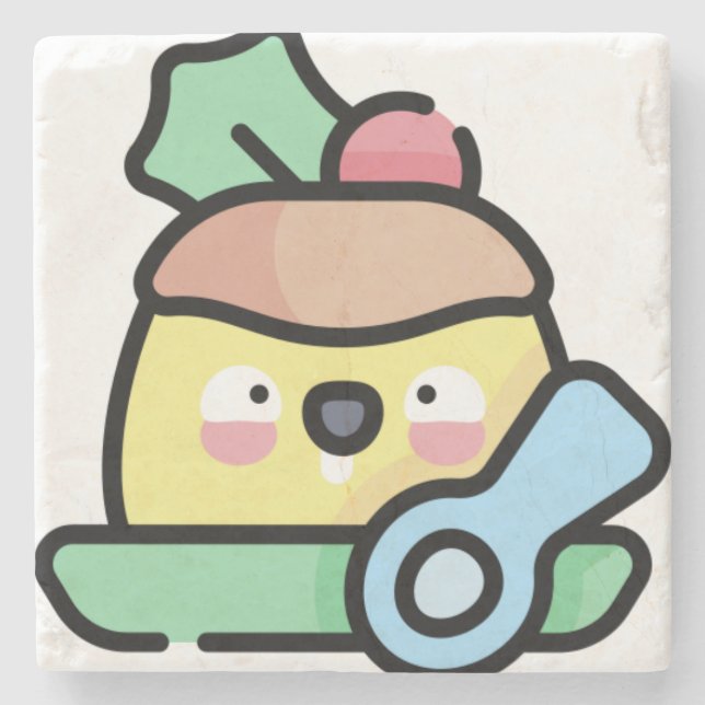 Weihnachtspudding Steinuntersetzer (Vorderseite)