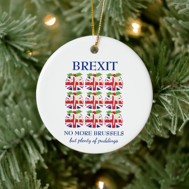 Weihnachtspudding | Union Jack | BREXIT Keramik Ornament (Baum)