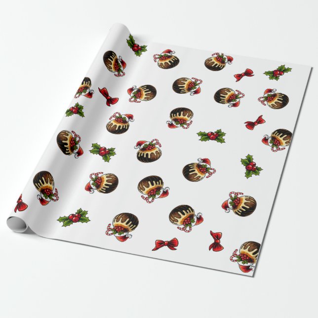 Weihnachtspudding Wrapping Paper Geschenkpapier (Ungerollt)