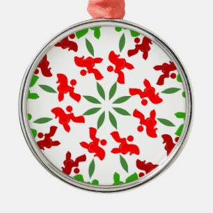 Weihnachtspudel Silbernes Ornament