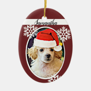 Weihnachtspudelhundeovalverzierung Keramik Ornament