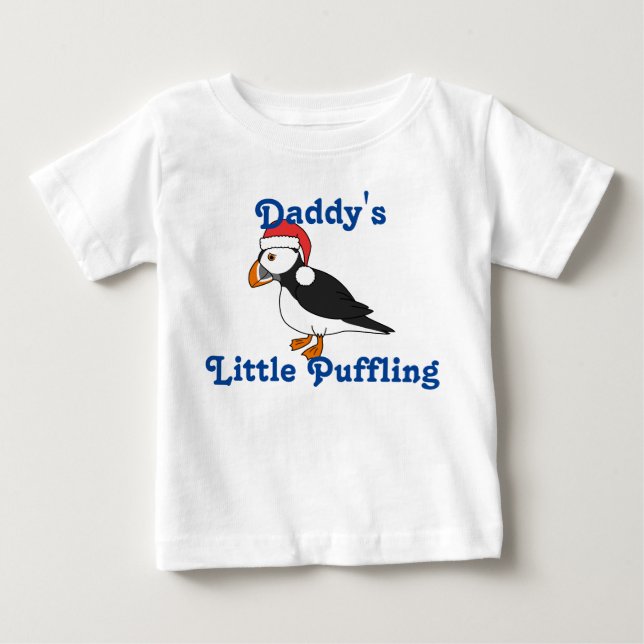 WeihnachtsPuffin mit roter Weihnachtsmannmütze Baby T-shirt (Vorderseite)