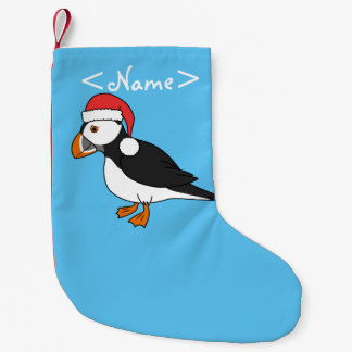 WeihnachtsPuffin mit roter Weihnachtsmannmütze Kleiner Weihnachtsstrumpf