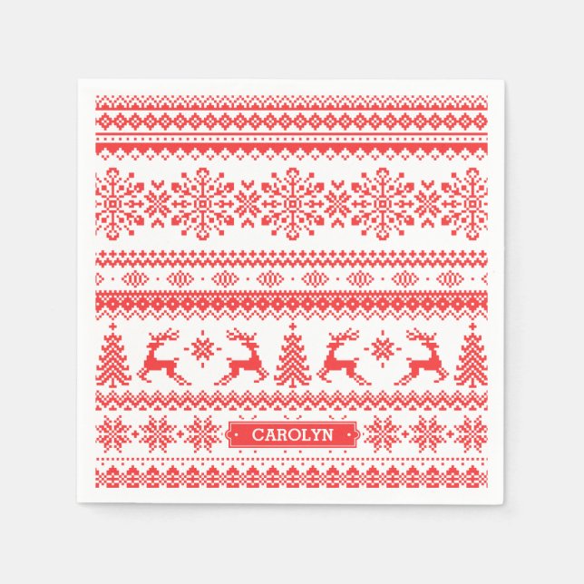Weihnachtspulli, Rotlichtisenmuster Serviette (Vorderseite)