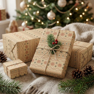 Weihnachtspullover-Rentier-Muster Geschenkpapier