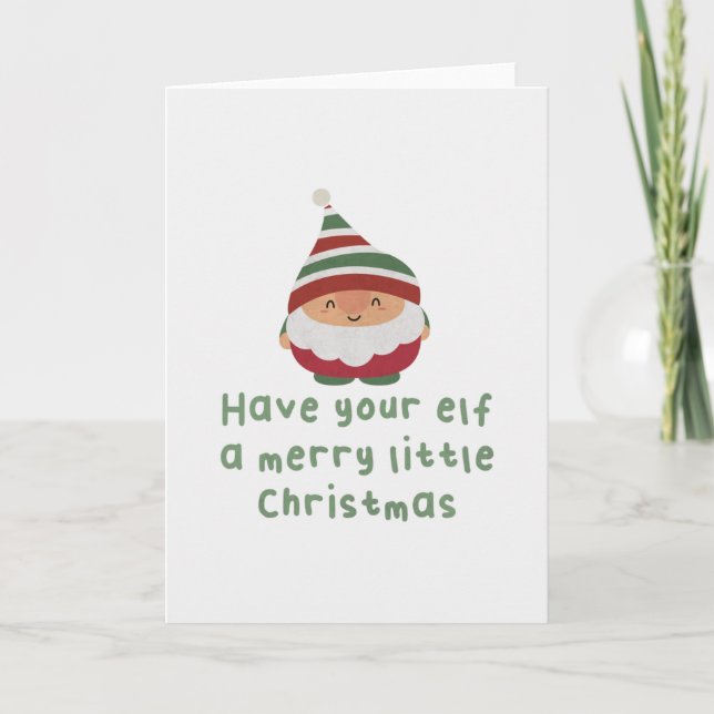 Weihnachtspuppe: Lasst euren Elf einen fröhlichen  Karte (Vorderseite)