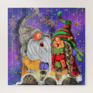 Weihnachtspuzzle Couple Gnomes Gesang Happy Song