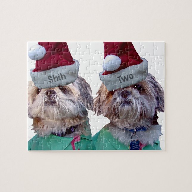Weihnachtspuzzlespiel Shih Tzu - Shih zwei (Horizontal)