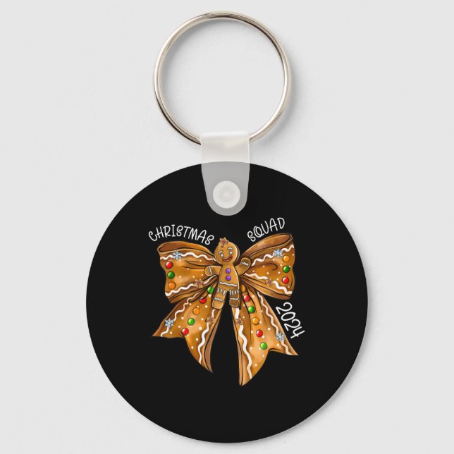 Weihnachtsquadrat 2024 Gingerbread Bow Coquette No Schlüsselanhänger (Vorderseite)
