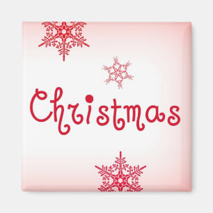 Weihnachtsquadrat-Magnet – Rotes Schneeflockenfest Magnet
