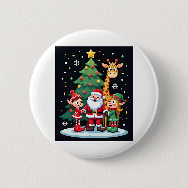 Weihnachtsquadrat Santa Giraffe Elf Dabbing Matchi Button (Vorderseite)