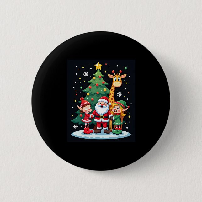 Weihnachtsquadrat Santa Giraffe Elf Dabbing Matchi Button (Vorderseite)
