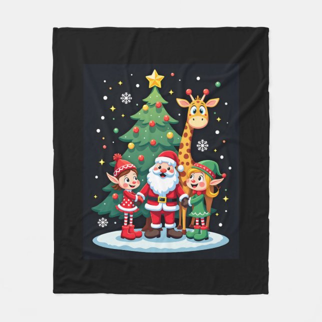 Weihnachtsquadrat Santa Giraffe Elf Dabbing Matchi Fleecedecke (Vorderseite)