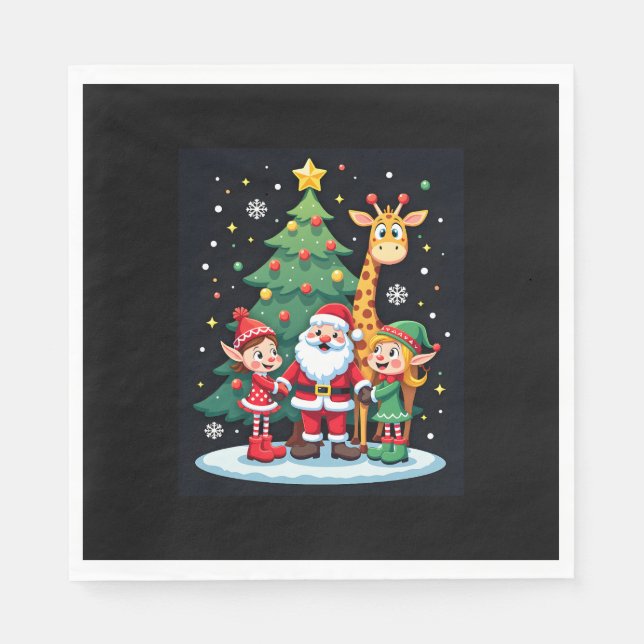 Weihnachtsquadrat Santa Giraffe Elf Dabbing Matchi Serviette (Vorderseite)