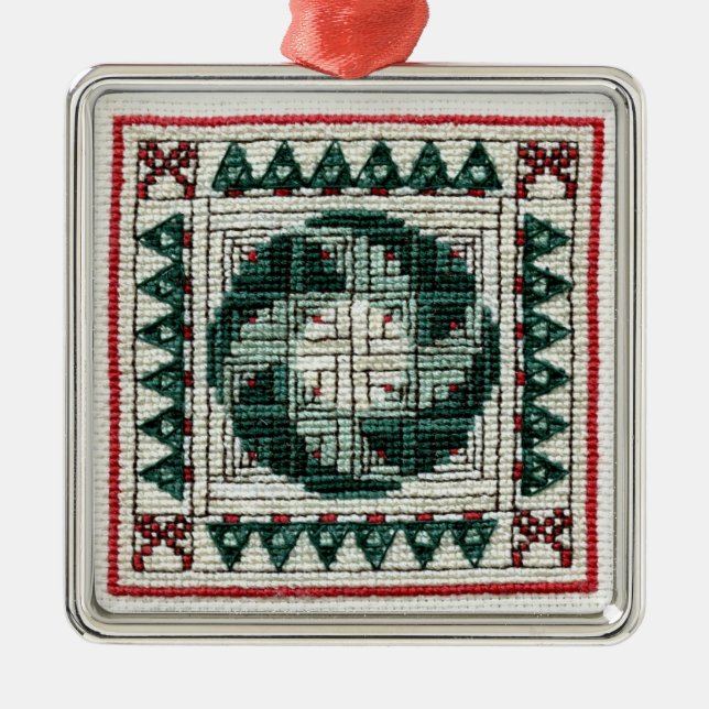 Weihnachtsquerstich-Verzierung Silbernes Ornament (Vorne)