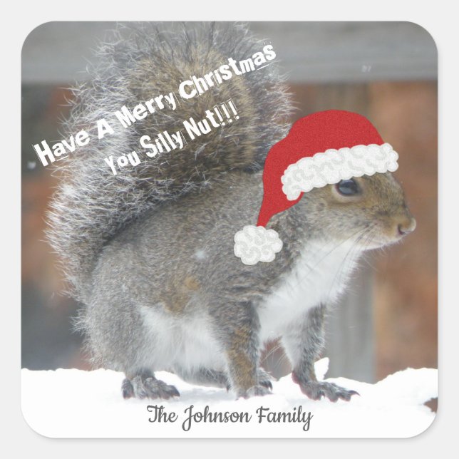 Weihnachtsquirrel Funny Stickers (Vorderseite)