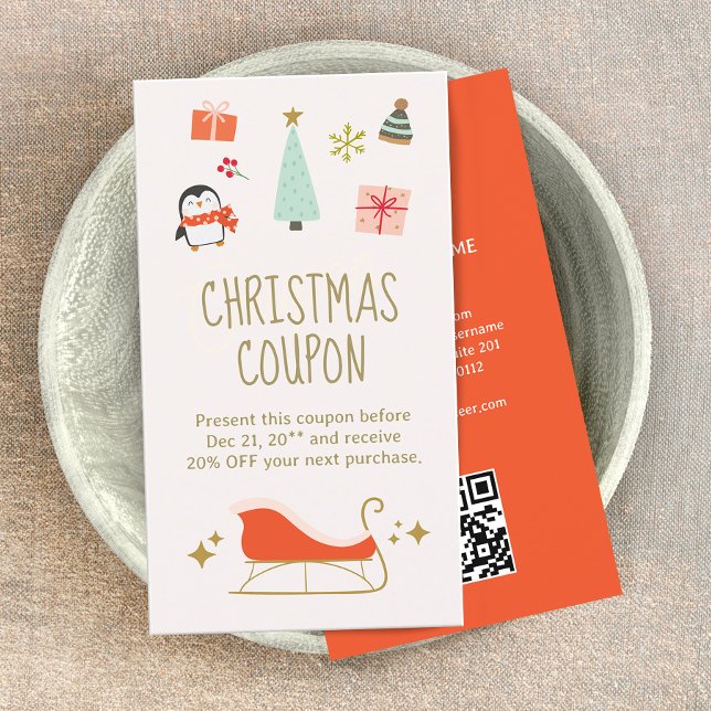 Weihnachtsrabattscoupon Rabattkarte (cute christmas discount coupon card)