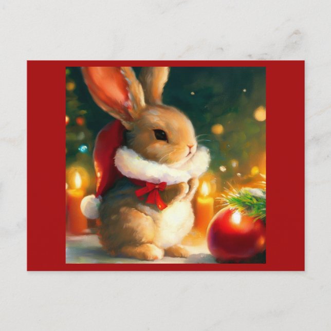 WeihnachtsRabbit 1 Feiertagspostkarte (Vorderseite)