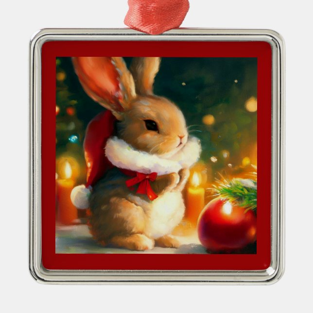 WeihnachtsRabbit 1 Ornament Aus Metall (Vorne)