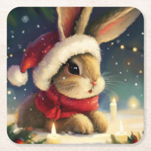 WeihnachtsRabbit 4 Rechteckiger Pappuntersetzer