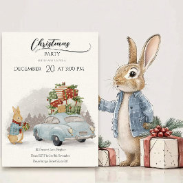 Weihnachtsrabbit Peter und Auto Einladung