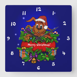 WeihnachtsRabbit Quadratische Wanduhr
