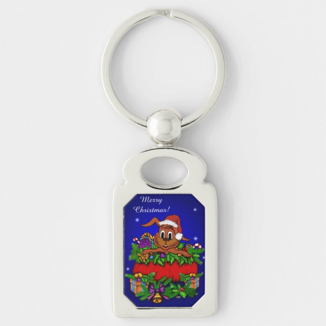 WeihnachtsRabbit Schlüsselanhänger (Vorderseite)