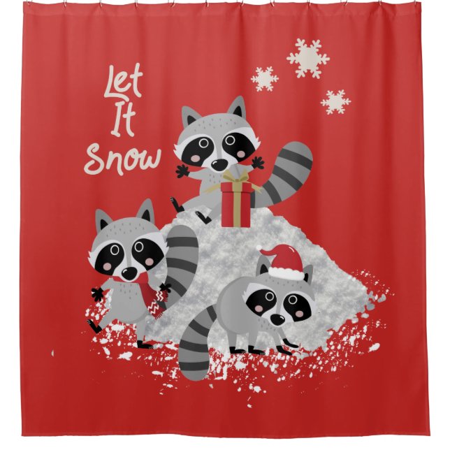WeihnachtsRaccoons ließen es schneien Duschvorhang (Vorderseite)