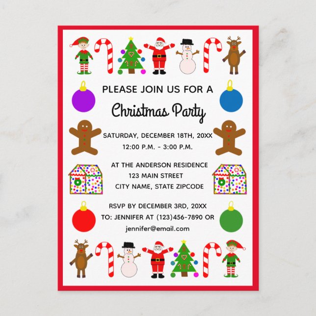 Weihnachtsrahmen #2 Einladung Postkarte (Vorderseite)