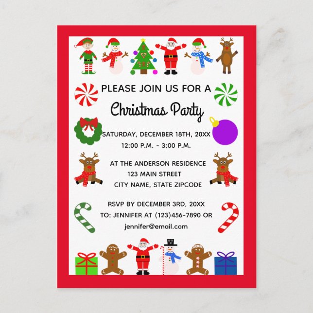 Weihnachtsrahmen #3 Einladung Postkarte (Vorderseite)