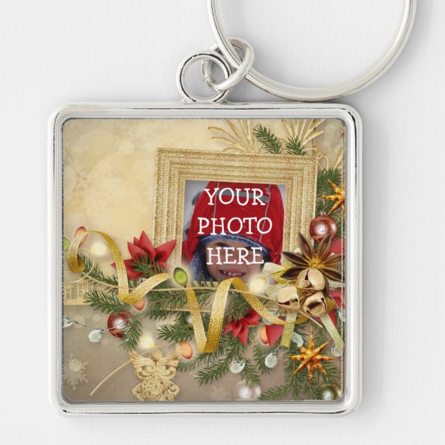 Weihnachtsrahmen für Fotos Schlüsselanhänger (Vorne)
