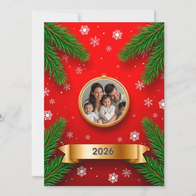 Weihnachtsrahmen mit Kiefernzweigen Karte (Vorderseite)