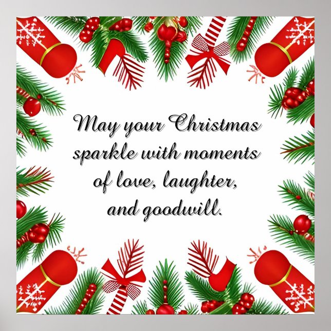 Weihnachtsrahmen mit Kiefernzweigen Poster (Vorne)