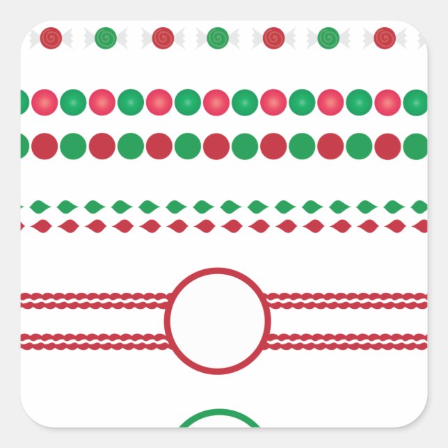 Weihnachtsrahmen Quadratischer Aufkleber (Vorderseite)