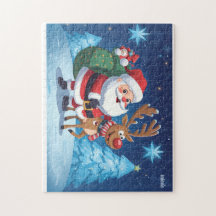 Weihnachtsrätsel mit Weihnachtsmann und Rentier