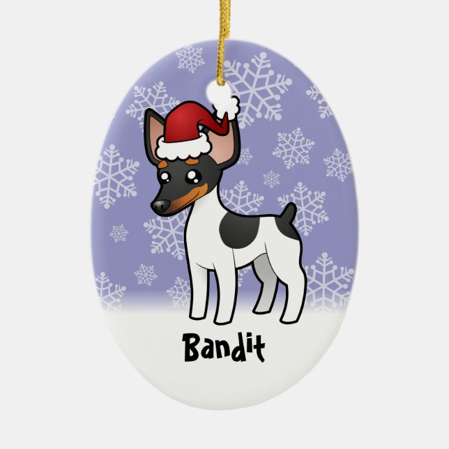 Weihnachtsratte Terrier/Spielzeug-Foxterrier Keramikornament (Vorne)